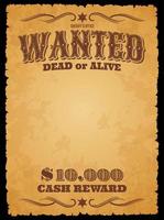 Bandit wanted banner, dead or alive vintage poster vector