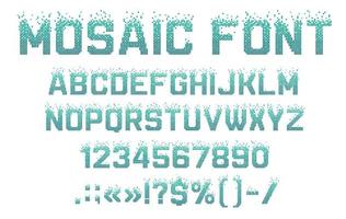 Mosaic pixel font, fission typeface, pool alphabet vector