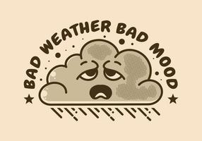 Mascot character design of a cloud with sad face vector