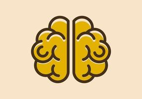 Yellow human brain design in mono line style vector