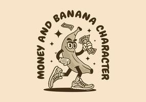 el mascota personaje de caminando plátano vector