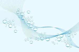 Abstract water background, waves and bubbles. Delicate blue colors. Vector illustration