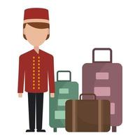 Man doorman and travel suitcases. Business concept. Vector, flat style illustration vector