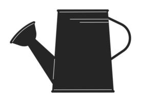 Watering can flat line black white vector object. Product for lawn and garden irrigation. Editable cartoon style icon. Simple isolated outline spot illustration for web graphic design and animation