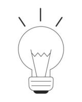 Incandescent light bulb flat line black white vector object. Working lightbulb equipment. Editable cartoon style icon. Simple isolated outline spot illustration for web graphic design and animation