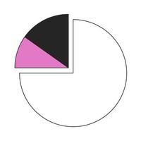 Pie chart with divided slices flat line color vector icon. Data management. Editable lineart element on white. Simple outline cartoon style spot illustration for web graphic design and animation