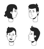 Business representatives flat line bw vector character heads set. Young entrepreneurs. Editable simple outline avatar icons. Cartoon style spot illustrations pack for web graphic design and animation