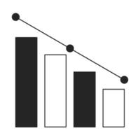 Horizontal bar chart decreasing flat line black white vector icon. Statistical graph. Editable cartoon style element. Simple isolated outline spot illustration for web graphic design and animation