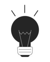 Turn off light bulb flat line black white vector object. Burned out lightbulb. Editable cartoon style icon. Simple isolated outline spot illustration for web graphic design and animation