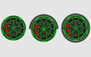 Car wheel and rims. Vector illustration, wheels gold silver black, Car Wheel 3D illustration, Car wheel, set. Realistic design. Vector illustration