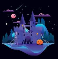 Illustration of a Night Castle on Halloween vector