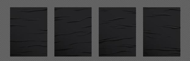 Realistic set of black glued wall posters vector