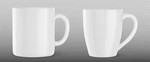 White cup mockup template, coffee mug 3d vector