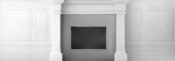 Realistic tv set in niche on white victorian wall vector