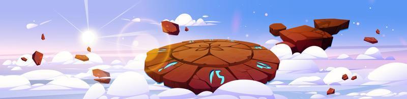 Game fighting arena background with stone platform vector