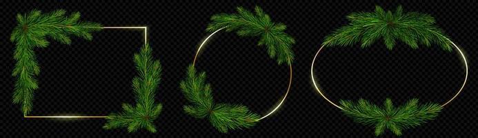 realista Navidad pino árbol rama vector marco.