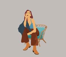 Girl sitting  alone vector