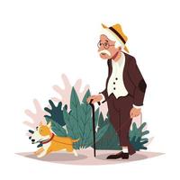 abuelo con perro vector