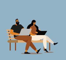 Sitting Use Laptop vector