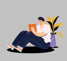 Reading a book vector