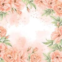 acuarela floral marco con Rosa flores en melocotón y rosado colores. mano dibujado cuadrado modelo para Boda invitación o saludo tarjetas ilustración en aislado antecedentes. botánico Clásico frontera vector