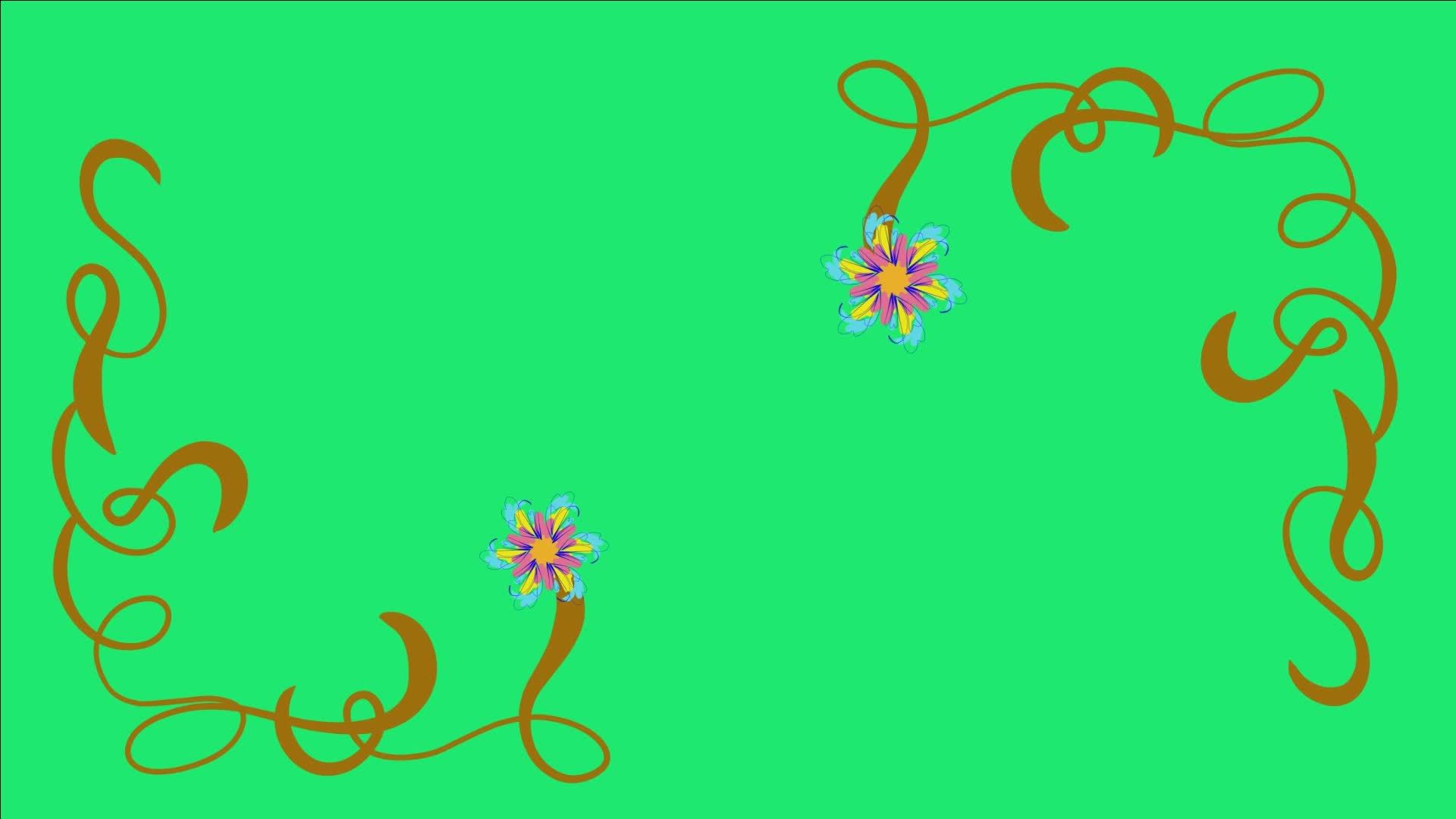 Beautiful flower frame animation on green screen 23212069 Stock Video