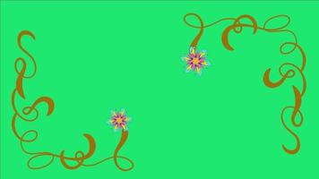 Beautiful flower frame animation on green screen video