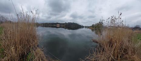 Panorama of the river in the village photo