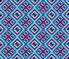Ethnic folk geometric seamless pattern in blue and purple in vector illustration design for fabric, mat, carpet, scarf, wrapping paper, tile and more