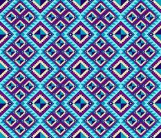 Ethnic folk geometric seamless pattern in blue and purple in vector illustration design for fabric, mat, carpet, scarf, wrapping paper, tile and more