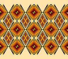 Colorful ethnic folk geometric seamless pattern in red and yellow in vector illustration design for fabric, mat, carpet, scarf, wrapping paper, tile and more