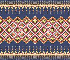 Colorful ethnic folk geometric seamless pattern in red, blue and yellow  in vector illustration design for fabric, mat, carpet, scarf, wrapping paper, tile and more