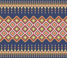 Colorful ethnic folk geometric seamless pattern in red, blue and yellow  in vector illustration design for fabric, mat, carpet, scarf, wrapping paper, tile and more