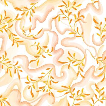 resumen floral modelo con chapoteo y acuarela remolino líneas. florecer sin costura textura. elegante resumen vector rama con hojas verano naturaleza antecedentes