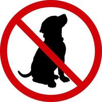 No dog sign. Forbidding sign, no walking with a dog. Red crossed circle with a silhouette of a dog inside. With a dog is not allowed. No dogs allowed. Round red stop sign with dog. vector