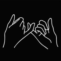 Pinky promise holding fingers hand.Pinky promise on black background vector