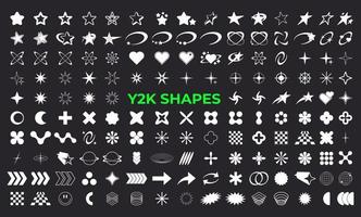 Set of Abstract geometric Y2k shapes trending retro futuristic design elements, infographic shapes. Modern trendy concept with symbols and objects. Retrofuturistic Vector illustration for UI and UX