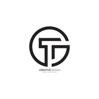 Rounded letter T G or G T circle shape line art minimal monogram logo vector