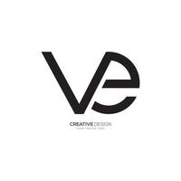 Line art letter V E or E V simple unique creative monogram logo vector