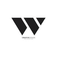 Modern shape letter W V or V W unique flat monogram black logo vector