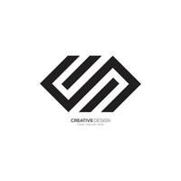 Modern letter e s m diamond shape line art minimal monogram logo vector