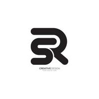 Letter S R or R S modern line shape unique flat monogram black logo vector