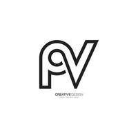 Minimal letter P V or V P line art creative initial monogram logo vector
