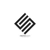 Modern letter e m rectangle shape cube line art minimal logo vector