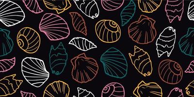 Sea shells seamless pattern. Summer beach hand-drawn seaside vector print. Creative summer modern texture for fabric, wrapping, textile, wallpaper, apparel.