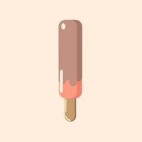 Peach ice cream in milk chocolate - multicolored ice cream on peach background with highlights looks appetizing. Vector, object, EPS10. vector