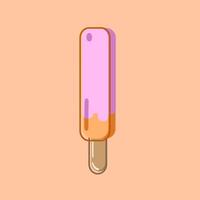 Peach ice cream in pink frosting - multicolored ice cream on peach background with highlights looks appetizing. Vector, object, EPS10. vector