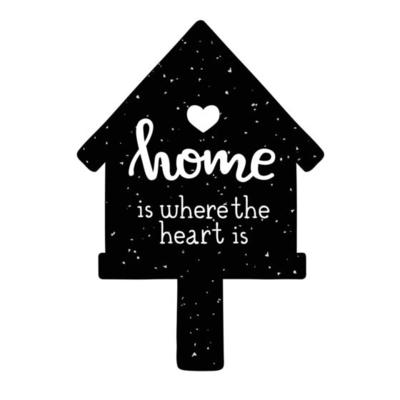print with doodle bird house and lettering