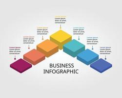 square chart level template for infographic for presentation for 7 element vector