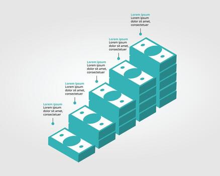 investment for saving money or asset allocation template for infographic for presentation for 5 element vector